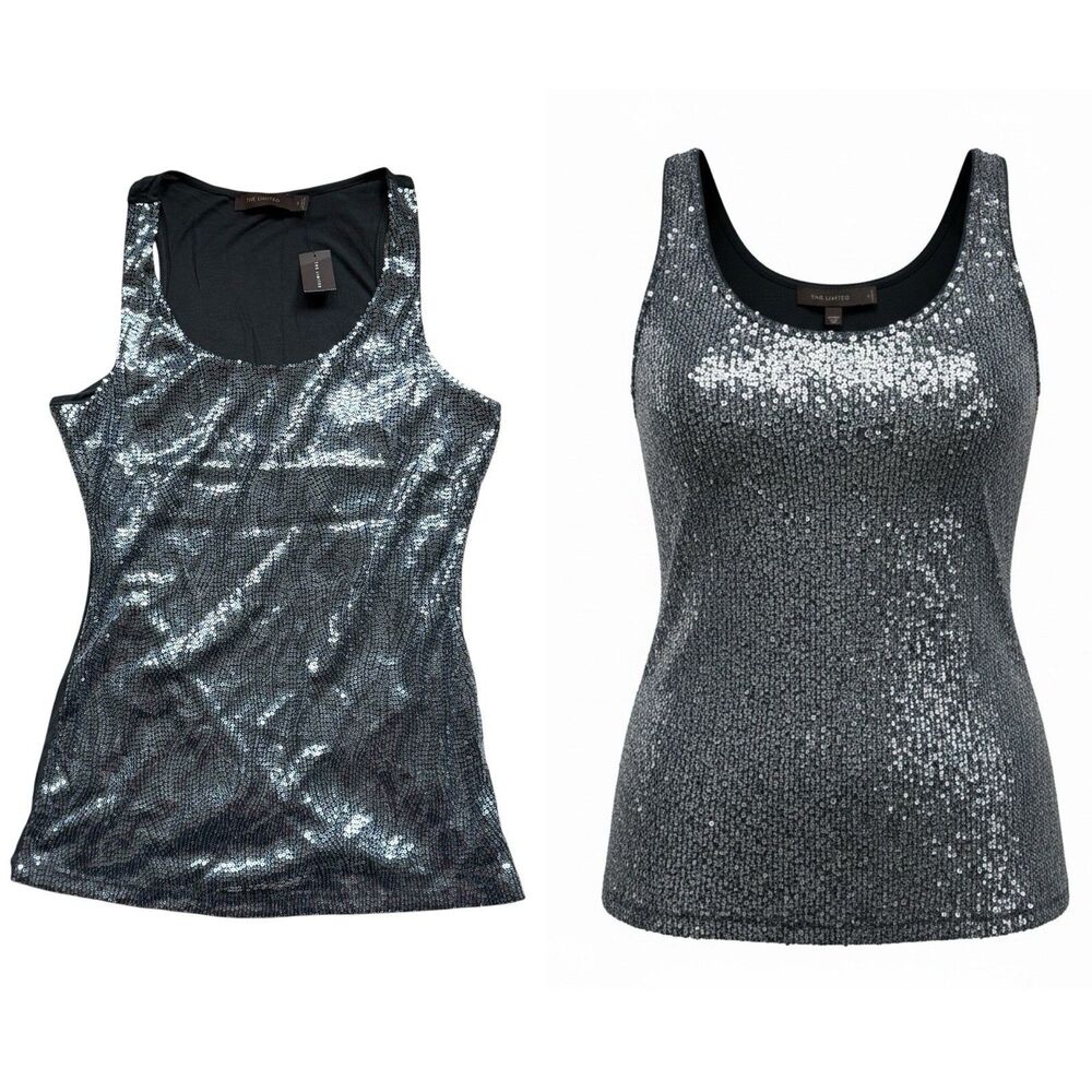 VTG The Limited Y2K Disco Sequin Tank Top Small Going Out Festival Sparkle NWT